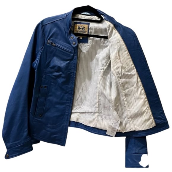 LA MARTINA ARGENTINA CUSTOM MADE BLUE LEATHER JACKET - Picture 4 of 12